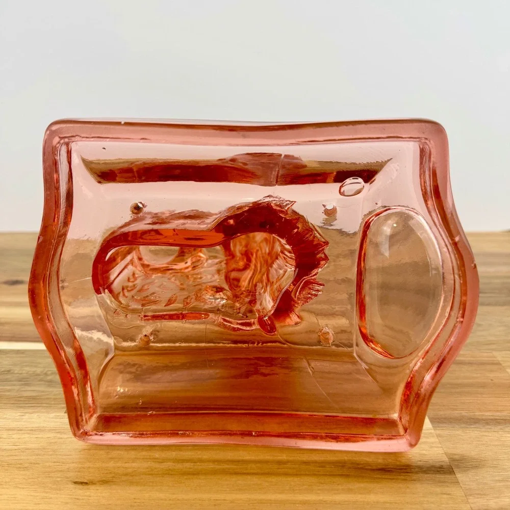 Antique Jesus Christ Pink Depression Glass‎ Sacred Flaming Heart Candle Holder